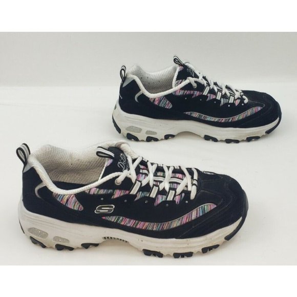 Skechers D’Lites Interlude Shoes Black Air Cooled Memory Foam 11978W Womens 9.5 - Picture 2 of 9